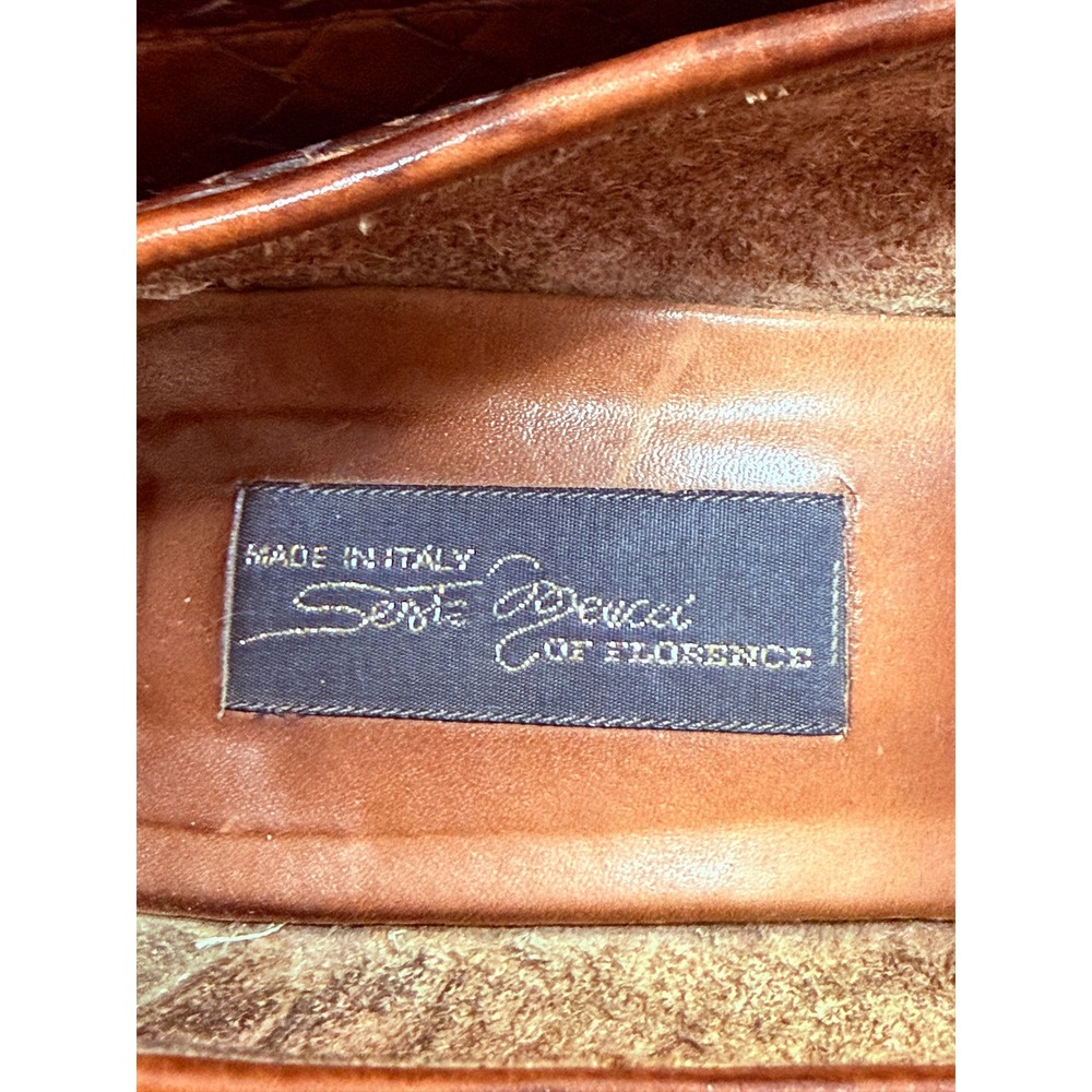 Sesto Meucci Florence Woven Leather Tassel Loafers Brown Italian Flat Womens 8.5 - Picture 3 of 9